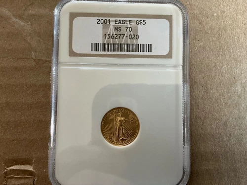 2001 $5 American Gold Eagle NGC MS70 1/10 Oz Coin