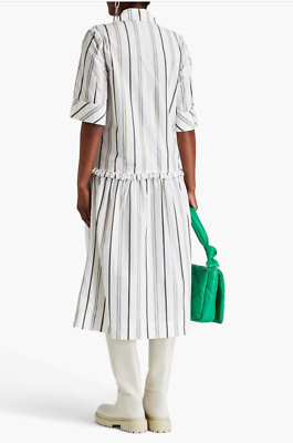 BNWT GANNI Gathered striped cotton-poplin midi shirt dress DE32/UK6/IT38  RRP$529 | eBay