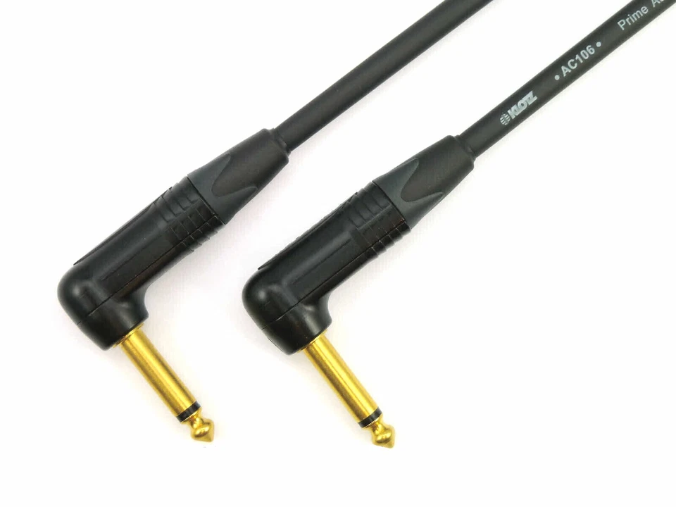Klotz Cable Guitar Lead Black Gold Neutrik Right to Right Angle Jack Patch AC106