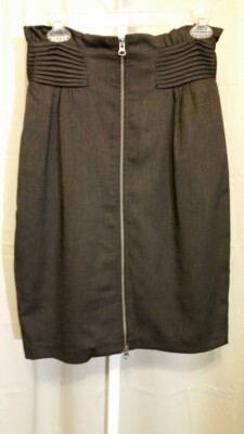Size 4 ADAM LIPPES Black Pencil Straight Skirt Full Zipper Front Womens