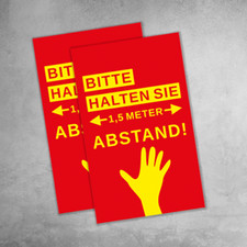 BITTE HALTEN SIE 1,5 m ABSTAND! 10 AUFKLEBER GROSS 18 X 11 CM