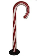 3.5' Red and White Candy Cane Resin Christmas Statue with Base Holiday Display