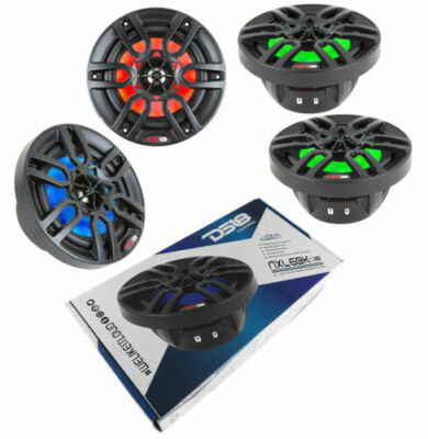 2 Pair DS18 6.5'' Black Marine Boat Car Power Sport LED RGB Speakers 1200W NXL6BK