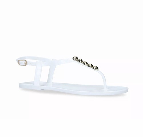white studded jelly sandals