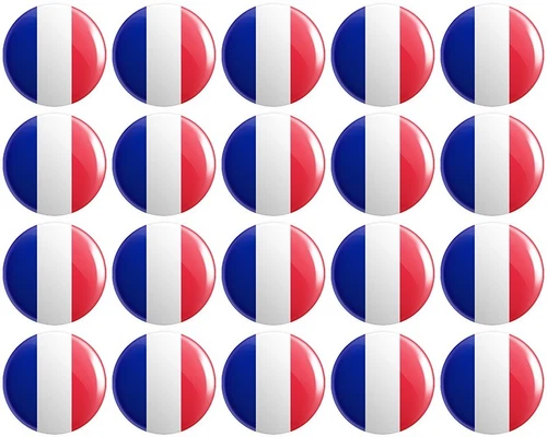 20 x France Flag BUTTON PIN BADGES 25mm 1 INCH (French Republic)