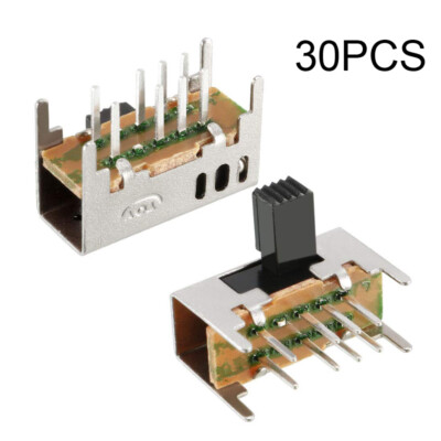30pc 6mm Horizontal Slide Toggle Switch DP3T 2P3T 8 Terminals PCB Panel Latching