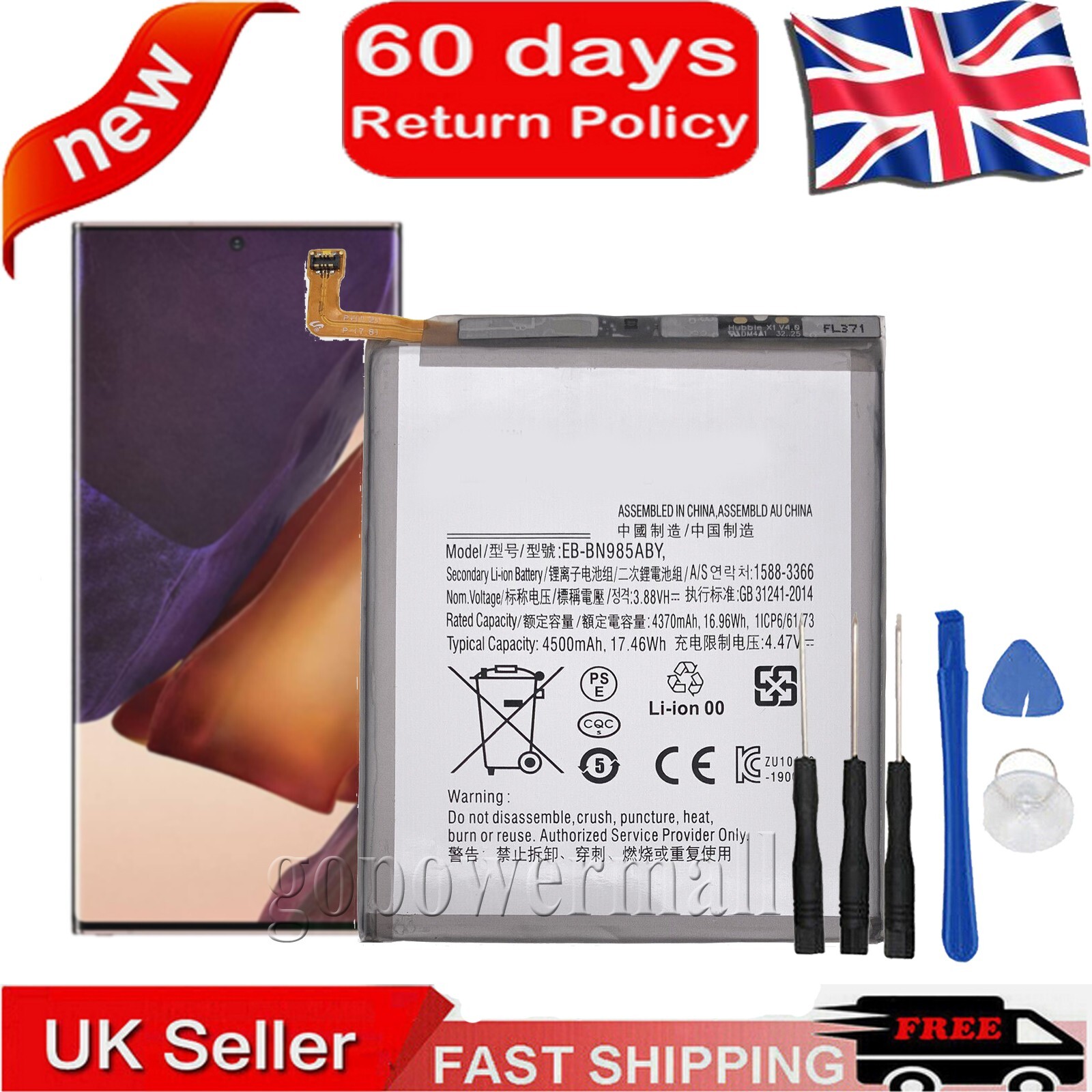 For SAMSUNG Galaxy Note 20 Ultra, SM-N985, N985, N986 Battery, EB-BN985ABY