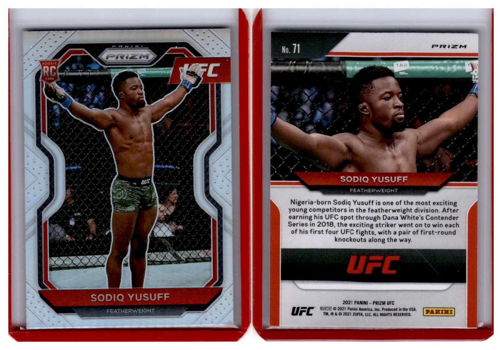 2021 Prizm UFC Holo Silver #71 Sodiq Yusuff - Featherweight
