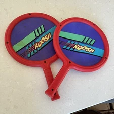 Vintage 1991 Original Koosh Paddle Ball Rackets OddzOn - See Pics Of Spots