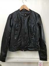Jou Jou Women's Black Faux Vegan Leather Moto Jacket Size M Medium Nwt