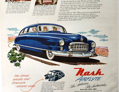 Different Nash Airflyte Car Vintage 1950 Magazine Ad Print Automobile