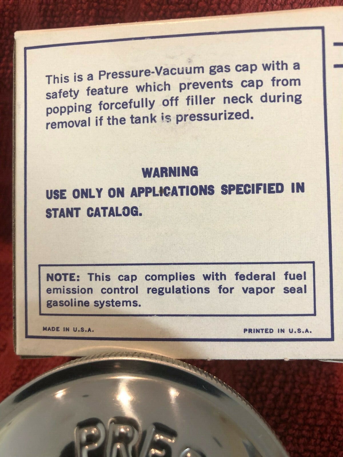 Stant Fuel Gas Tank Cap G714 Vacumm Pressure Ford Truck F100 197576