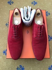 Hermes Schuhe Wildleder Schn&uuml;rschuhe Rot UK 10 US 11 EU 44 Herren Derby