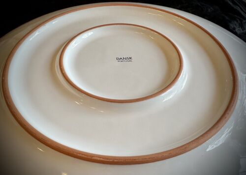 DANSK Villa White - 14” Round Platter Chop Plate Earthenware Terracotta Portugal - Picture 3 of 5