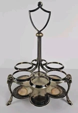Antique Hukin & Heath Silverplate Spice Rack Jar Caddy Drink Caddy 6 Place