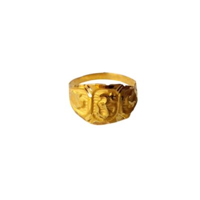 22K/18K Real Certified Fine Yellow Gold Carved Om Design Kids Ring