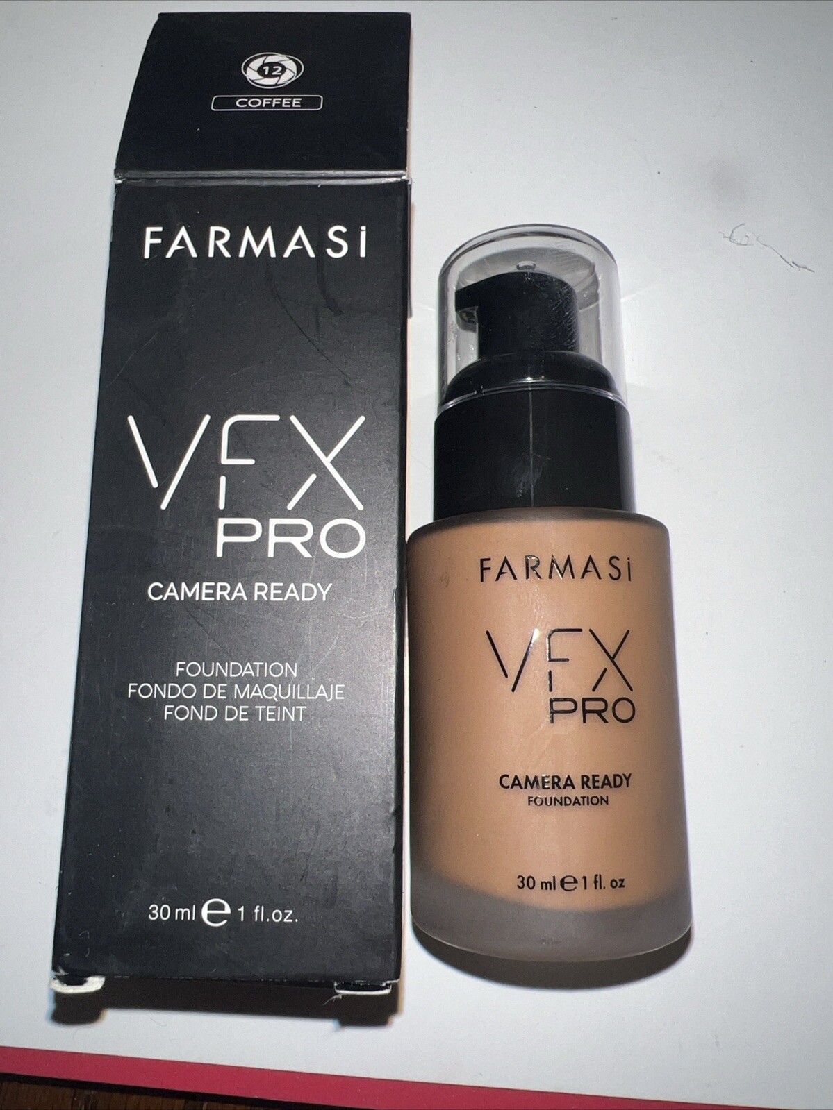 NEW Farmasi Vfx Pro Camera Ready Foundation 1 oz- 30 ml / Shade 12 Coffee