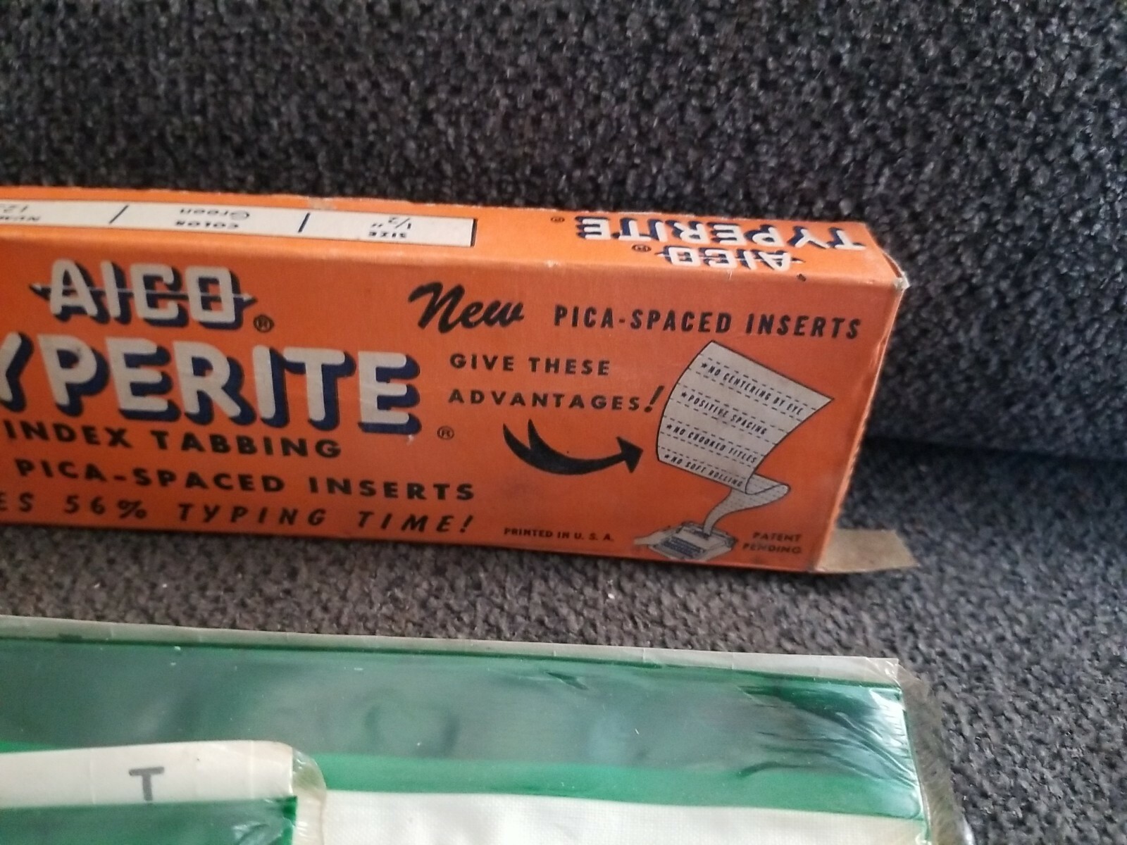 Vintage 1953 AICO Typerite Index Tabbing With Pica - Spaced Inserts Near Full