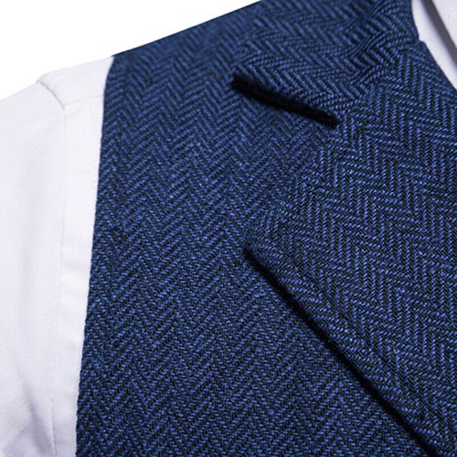 Gilet Uomo Tweed Babbo Tweed Gilet Spina di Aringa Vita Retro Formale Top Senza Maniche - Foto 4 di 16