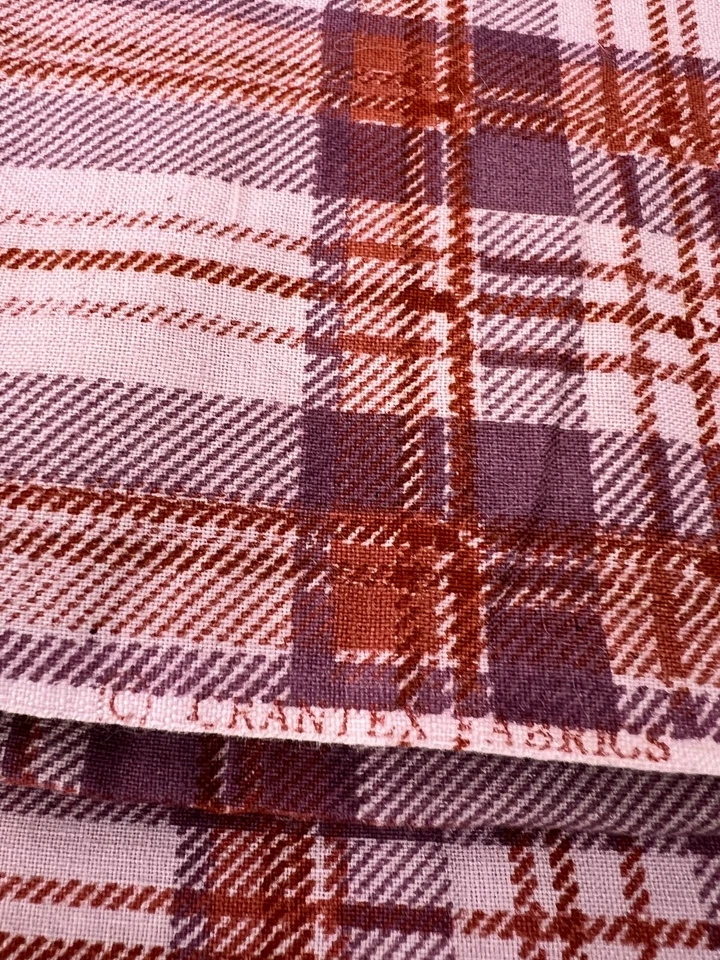 Plaid Print Cotton Fabric 4 Yards 44" Wide Orange Multicolor Medium Weight - Image 3 of 4