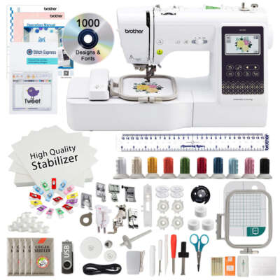 Brother SE700 Sewing and Embroidery Machine, 4''x 4'' Hoop & 8 Feet + Bonus Bundle