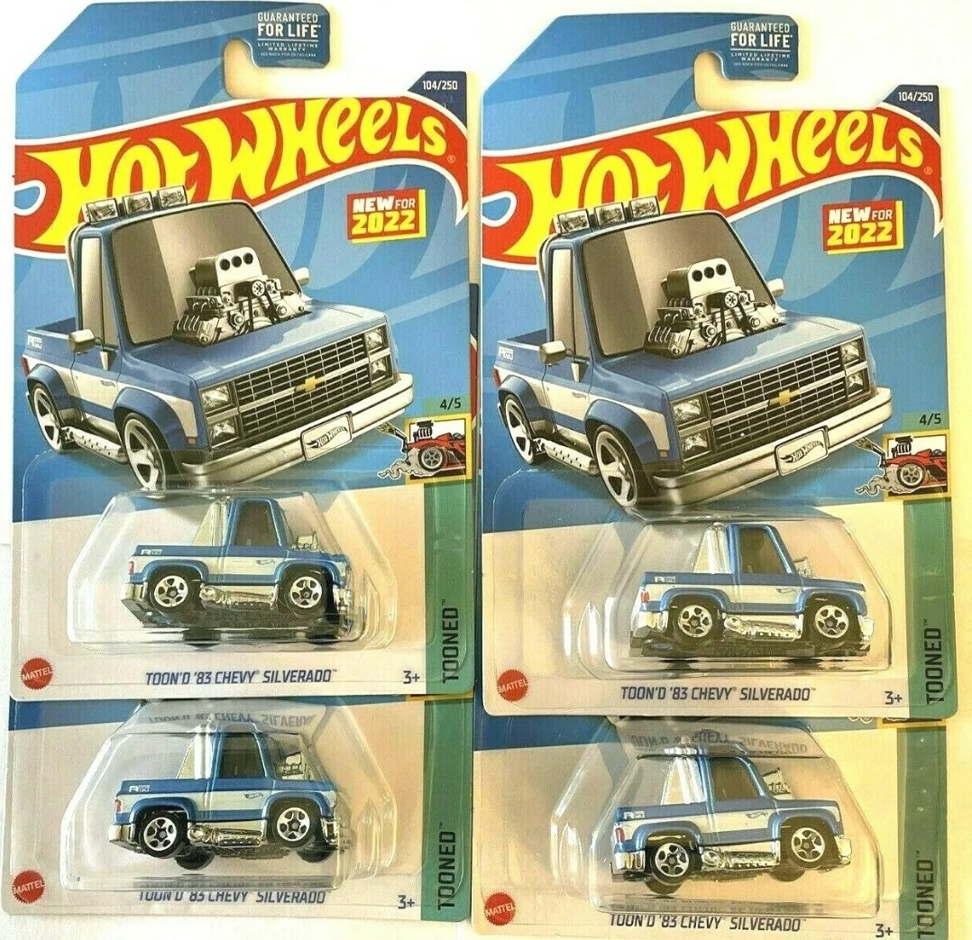 Hot Wheels 2022 Chevy Silverado 83 Verde - Lotto Di 3, Edizione Limitata Serie F Case
