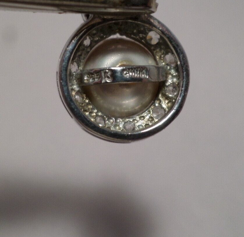 Sterling Silver Earrings Post Simulated Pearl - image 10