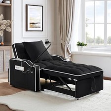 Convertible 3-in-1 Sofa Armchair Adjustable Sleeper Chair with Pull out Bed