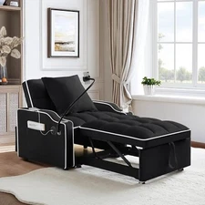 Convertible 3-in-1 Sofa Armchair Adjustable Sleeper Chair with Pull out Bed