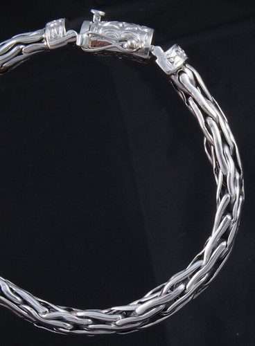 50g 9.5" 24.2cm woven art elegant tribal weave 925 sterling silver mens bracelet - Picture 7 of 12