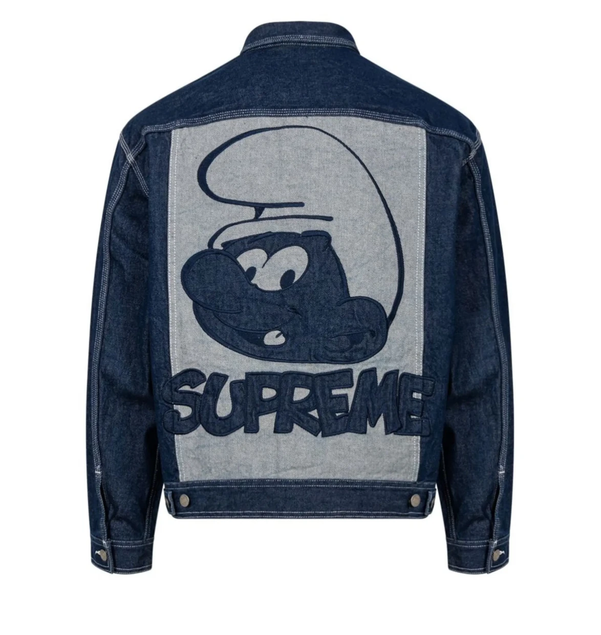 Veste camionneur en denim Supreme Schtroumpfs bleu, taille L, neuve !