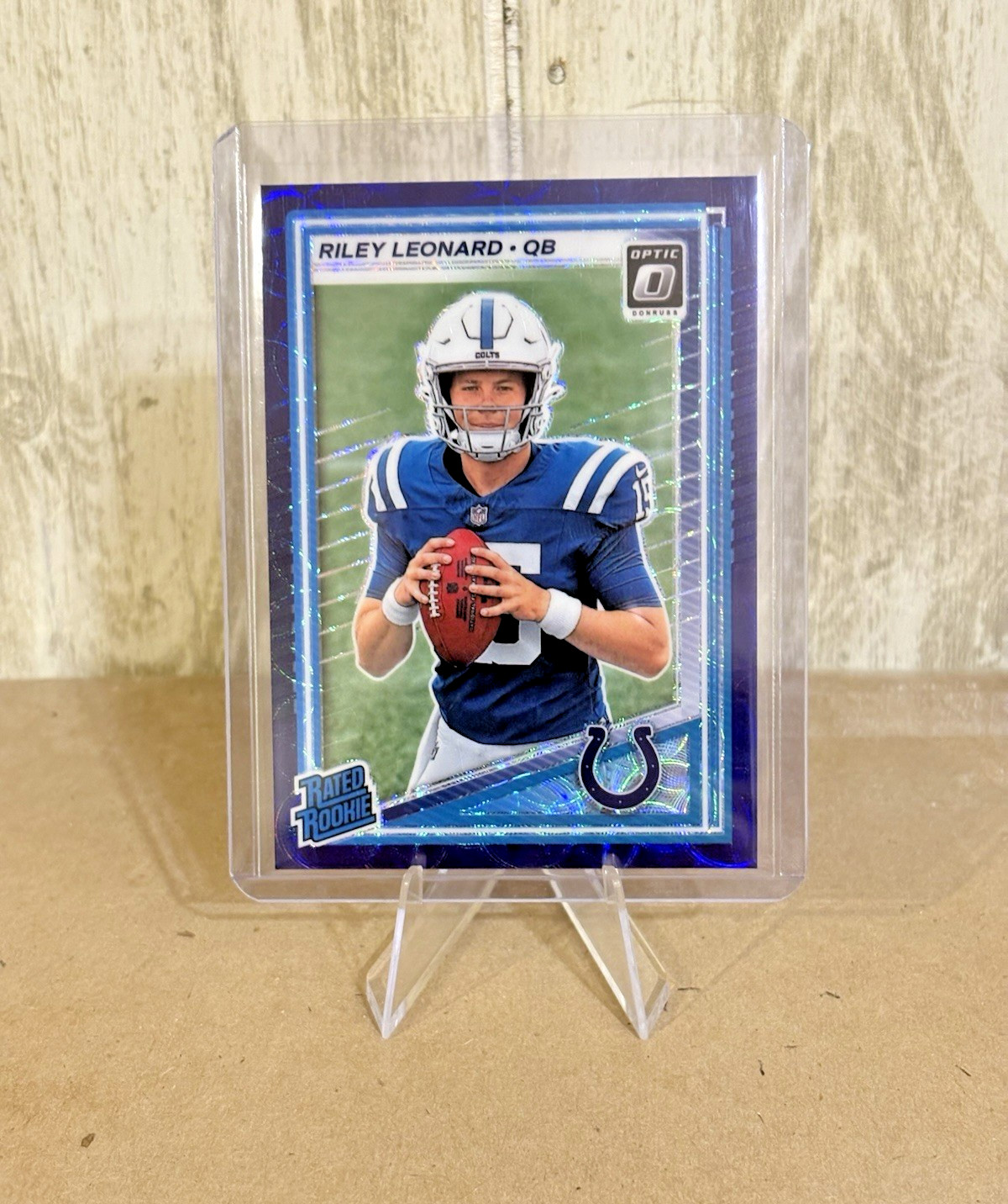 Riley Leonard Purple Scope 2025 Panini Donruss Optic Rated Rookie #255 Colts