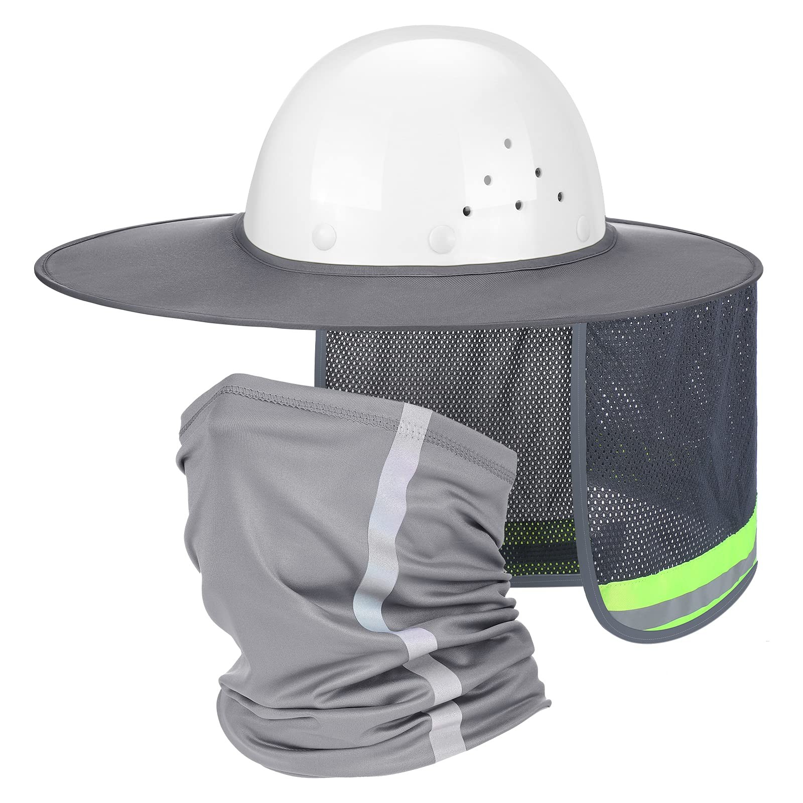 SATINIOR 2 Pcs Sun Hard Hat Neck Protection High Visibility One Size, Grey