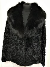 persianer jacke mit Pelzkragen schwarz Größe 38 von Fratelli Rossetti