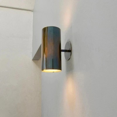 Mid Century Modern Brass Wall Sconce Vintage Cylinder Light Fixture Ceiling Lamp
