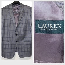 Lauren Ralph Lauren 44R Gray Windowpane Men  s Sportcoat