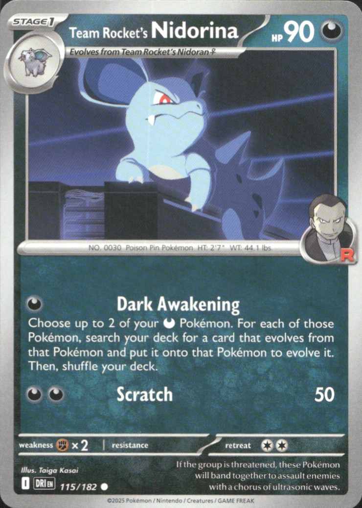 Team Rocket's Nidorina Common Darkness SV10: Destined Rivals 115/182 NM