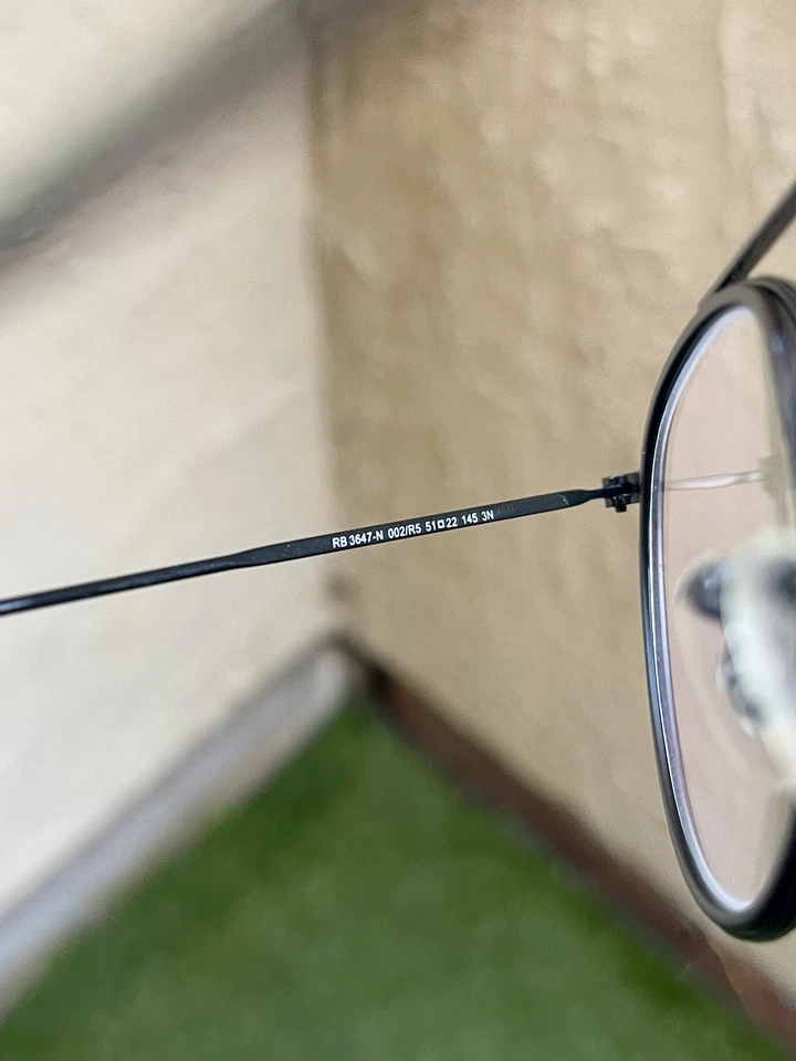 Nuevo con etiquetas Auténtico Ray Ban Redondo Doble Puente Metal Rb3647-N 3647 Negro Transparente 51/22 Foto 4 de 4