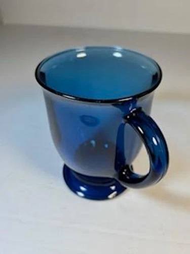 VTG Anchor Hocking Cobalt Blue Footed Cafe Mug, Excellent Condition
