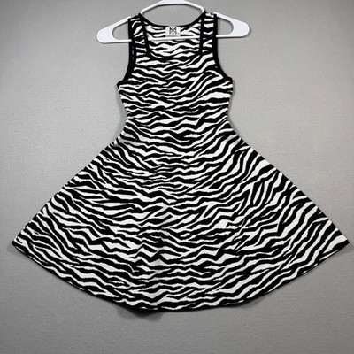 Milly Minis Girls Zebra Print Scuba Knit Square Neck Skater Dress Size 12