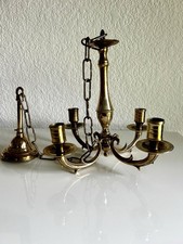 Vintage Brass 4 Arm Hanging Chandelier Light ...