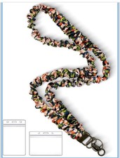 Pink Blue Stretchy Scrunchie Lanyard for ID Badge/Keys Soft Teacher Women 2 Card