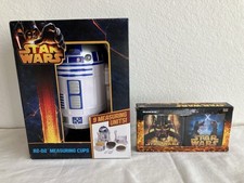 Lot Of 2 New 2014 ROTS Star Wars R2-D2 Measuring Cups, M&M Micro Tins Sealed NOS