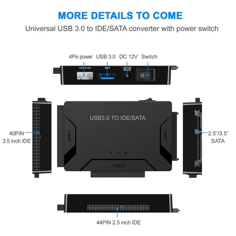 USB 3.0 to IDE/SATA Converter Adapter Kit For 2.5"/3.5" SATA/IDE/SSD Hard Drive - Image 2 of 4