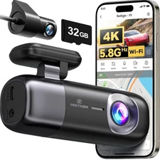 REDTIGER F9 Dash Camera Front and Rear 4K Dash Cam Built-In WiFi & GPS For Car