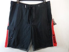 Hurley Board Shorts Men's 38 X 10 Black Grey Stagger Swim Trunks New With Tags