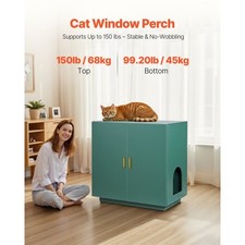 Cat Litter Box Enclosure, 31.5 in Hidden Litter Box Cabinet, Wooden Indoor Cat W