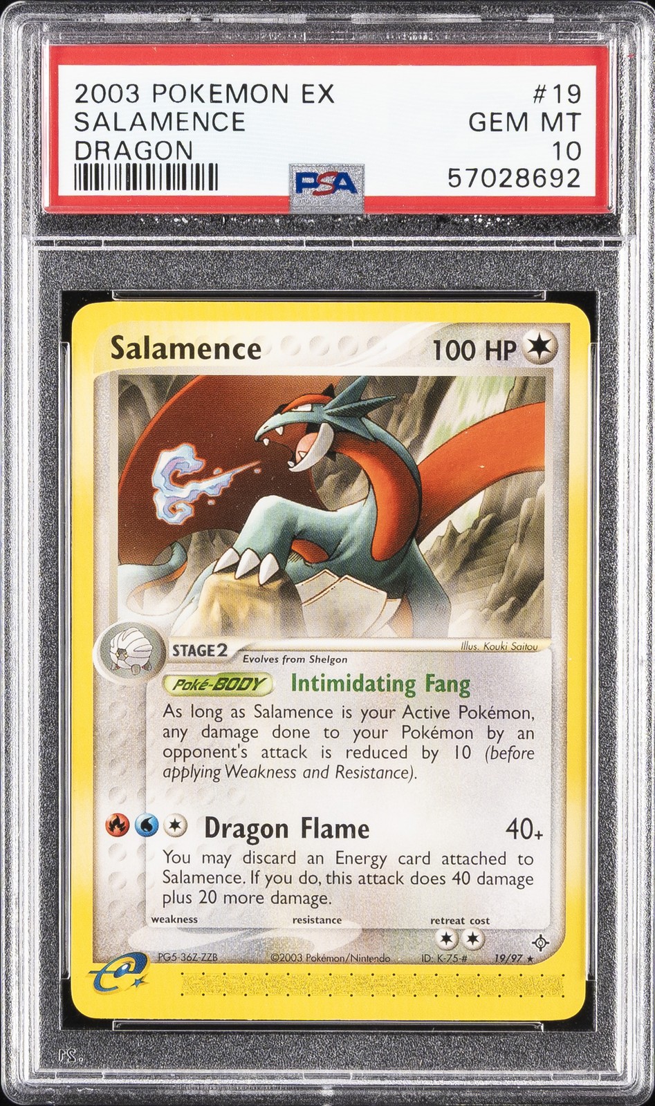 2003 POKEMON EX DRAGON #19 SALAMENCE PSA 10