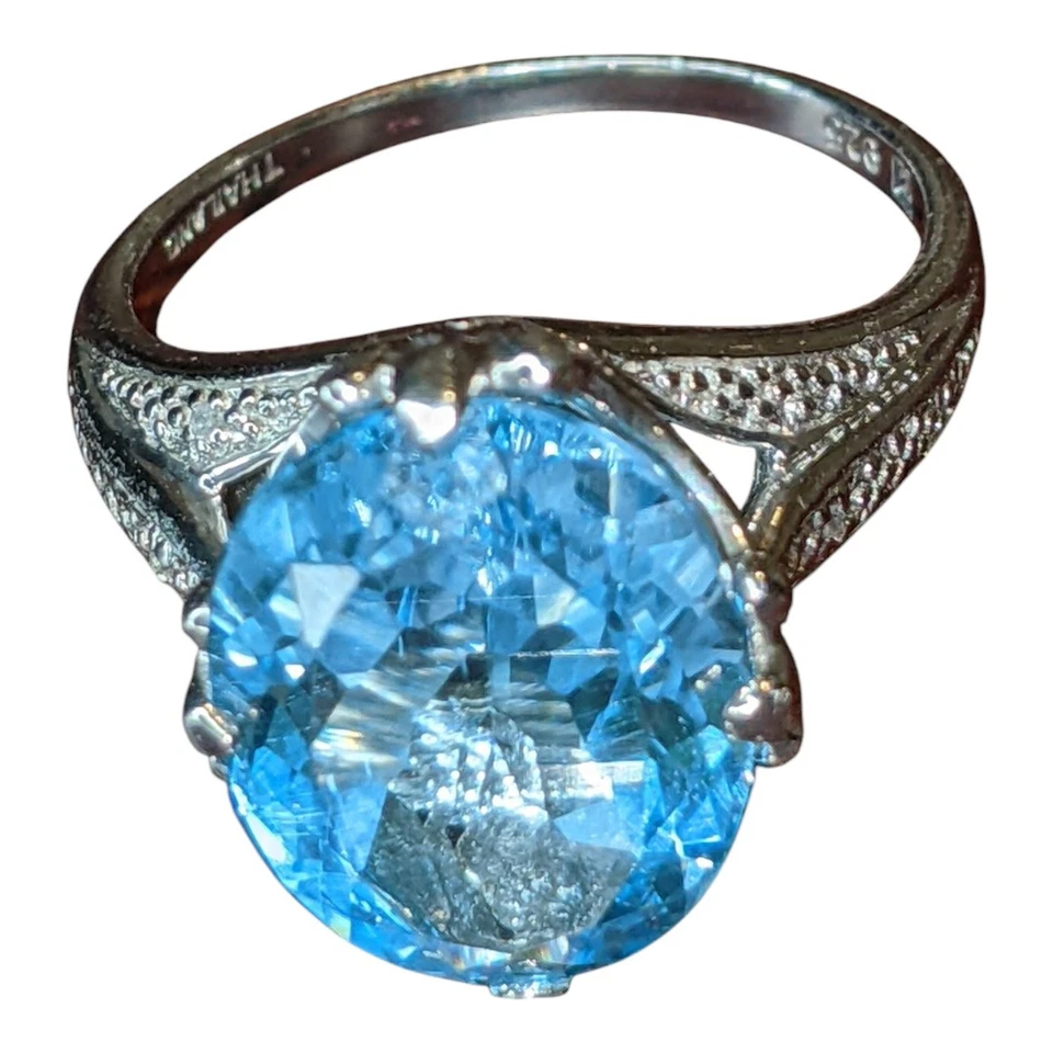 Women's Sky Blue Topaz and Diamond Accent Platinum Over Sterling Silver Ring 💍 - Image 4 of 4