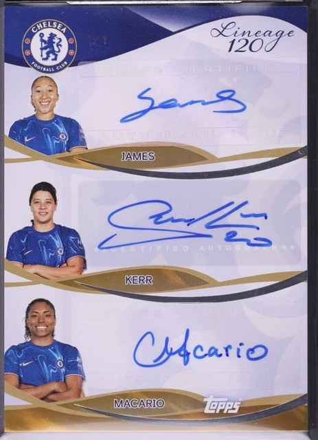 Lauren James Sam Kerr Catarina Macario 2024 Topps Lineage Chelsea 120 Auto 1/1